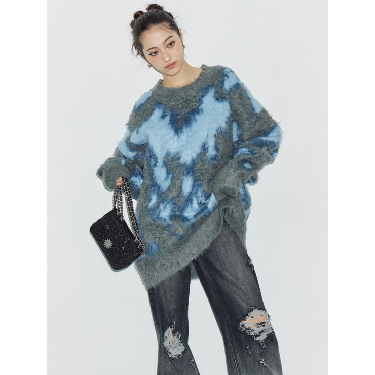 アニマルシャギーオーバーサイズニットトップス | EVRIS | 詳細画像3 