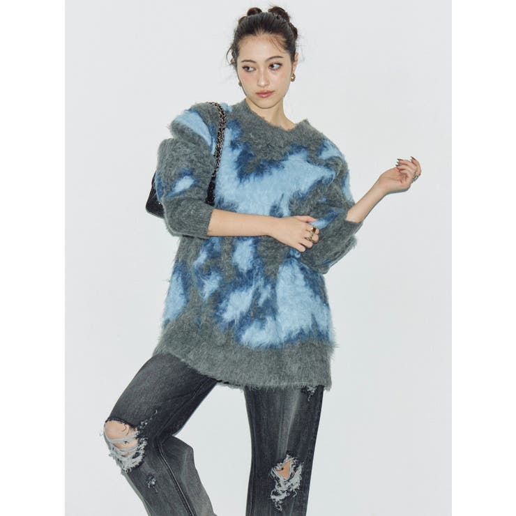 アニマルシャギーオーバーサイズニットトップス | EVRIS | 詳細画像5 