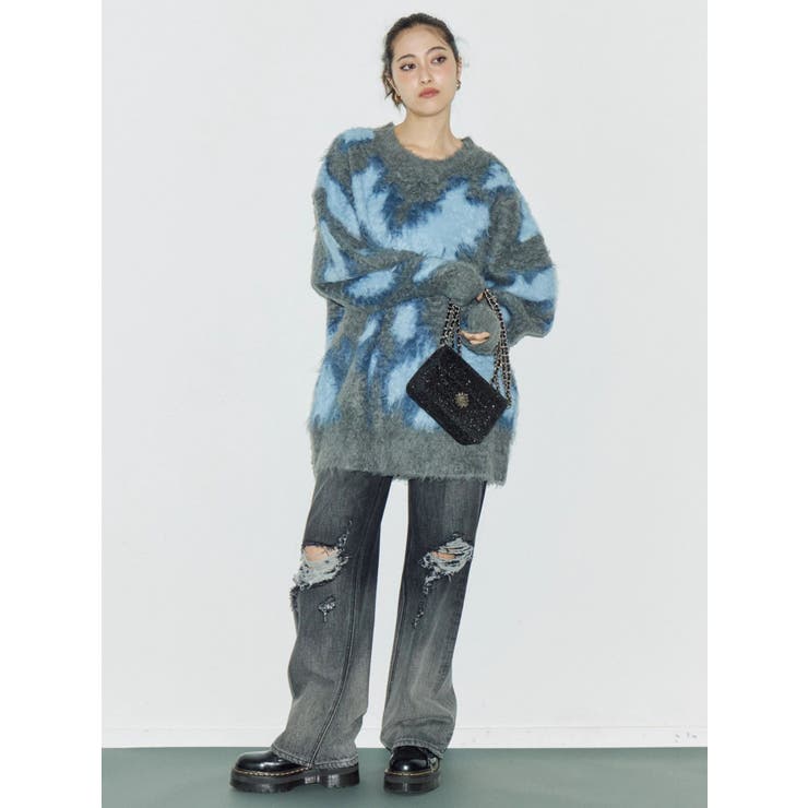 アニマルシャギーオーバーサイズニットトップス | EVRIS | 詳細画像9 