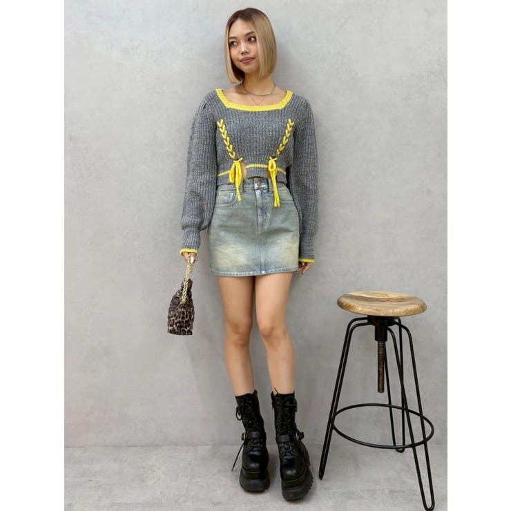 メランジバイカラーショートニットトップス | EVRIS | 詳細画像11 