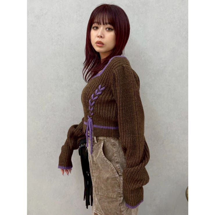 メランジバイカラーショートニットトップス | EVRIS | 詳細画像14 