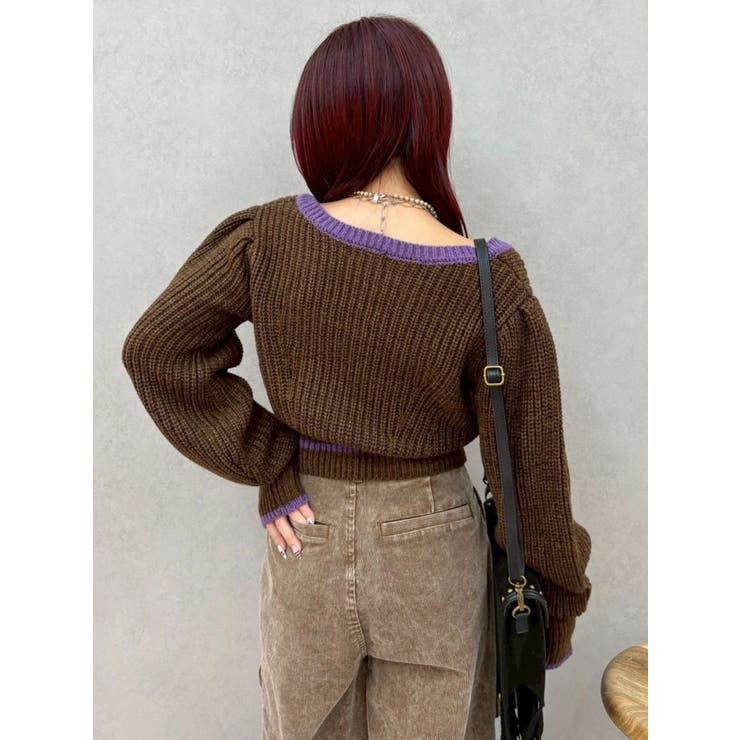 メランジバイカラーショートニットトップス | EVRIS | 詳細画像16 