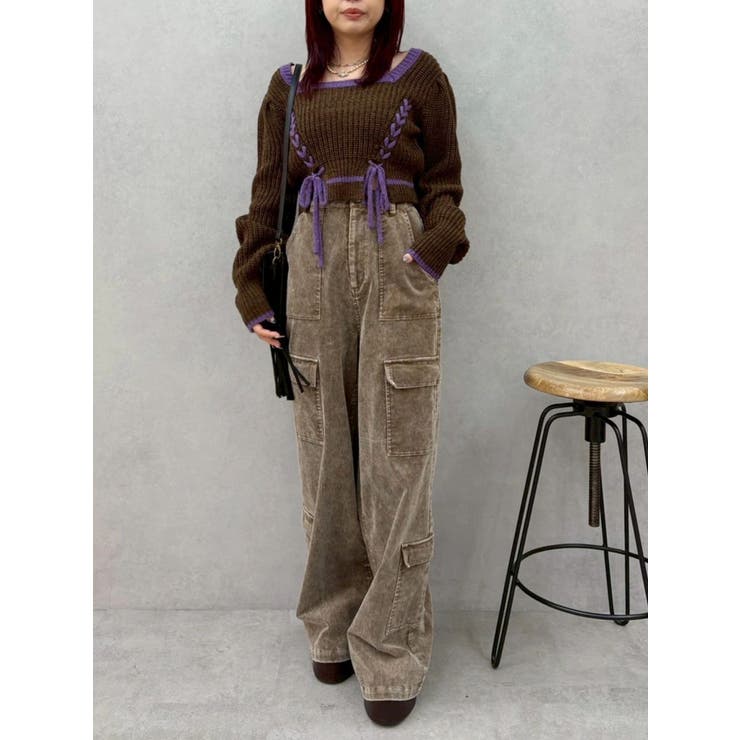 メランジバイカラーショートニットトップス | EVRIS | 詳細画像17 