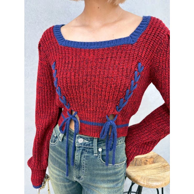 メランジバイカラーショートニットトップス | EVRIS | 詳細画像19 