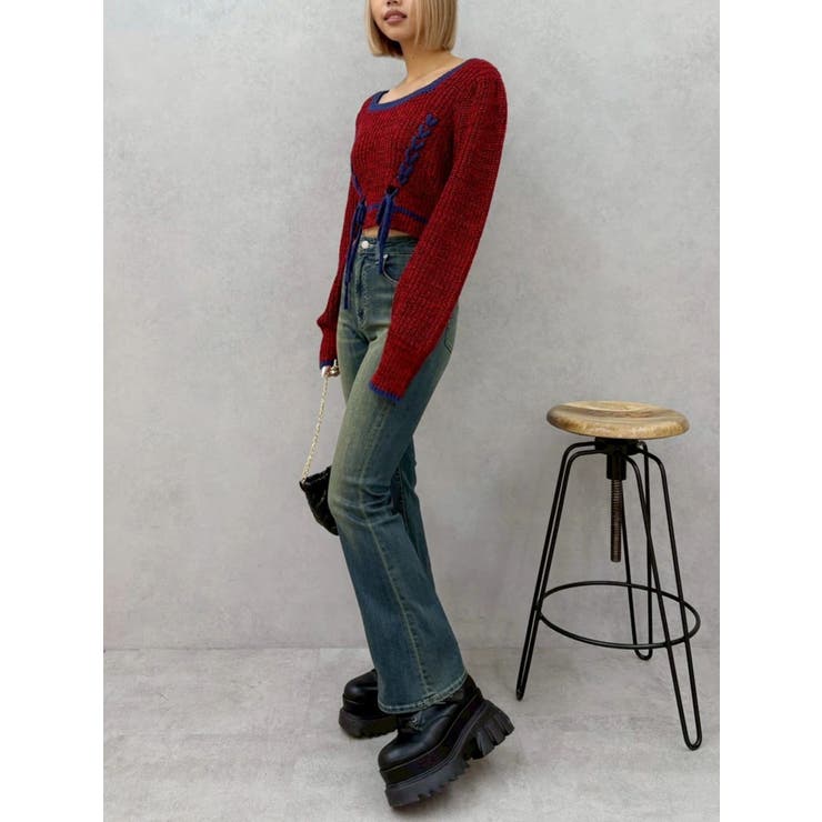 メランジバイカラーショートニットトップス | EVRIS | 詳細画像23 