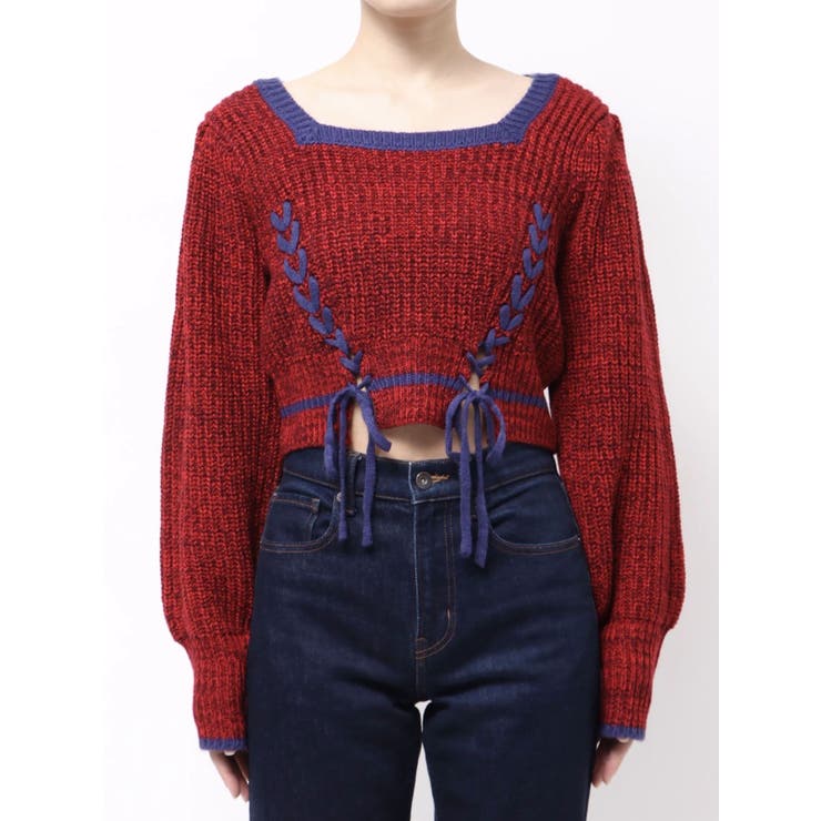 メランジバイカラーショートニットトップス | EVRIS | 詳細画像25 