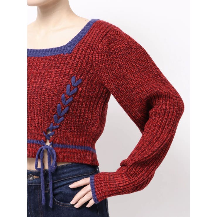 メランジバイカラーショートニットトップス | EVRIS | 詳細画像29 