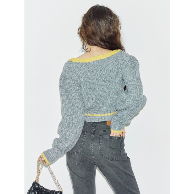 メランジバイカラーショートニットトップス | EVRIS | 詳細画像3 