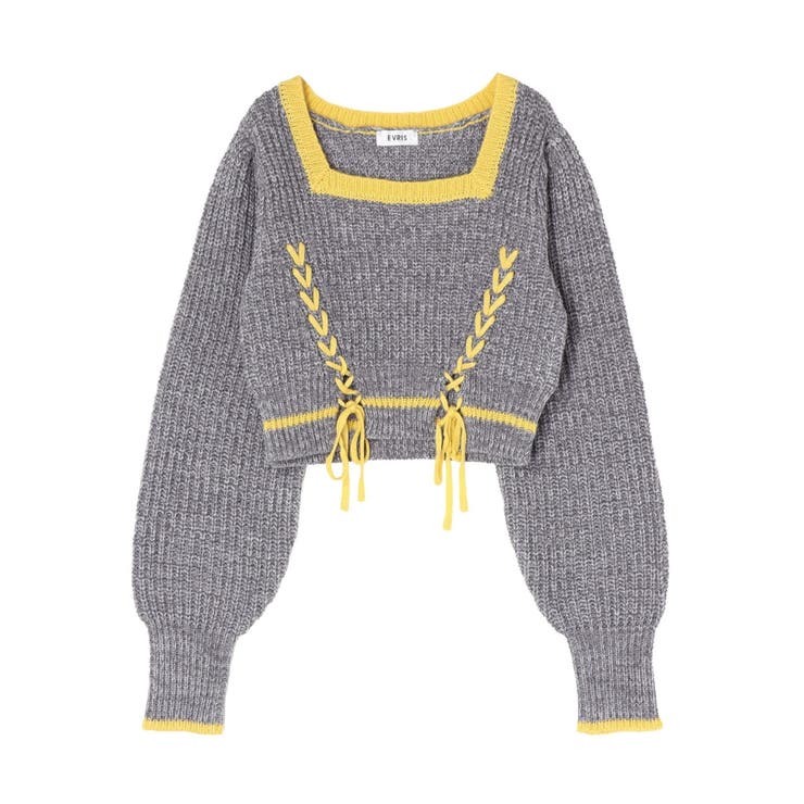 メランジバイカラーショートニットトップス | EVRIS | 詳細画像36 