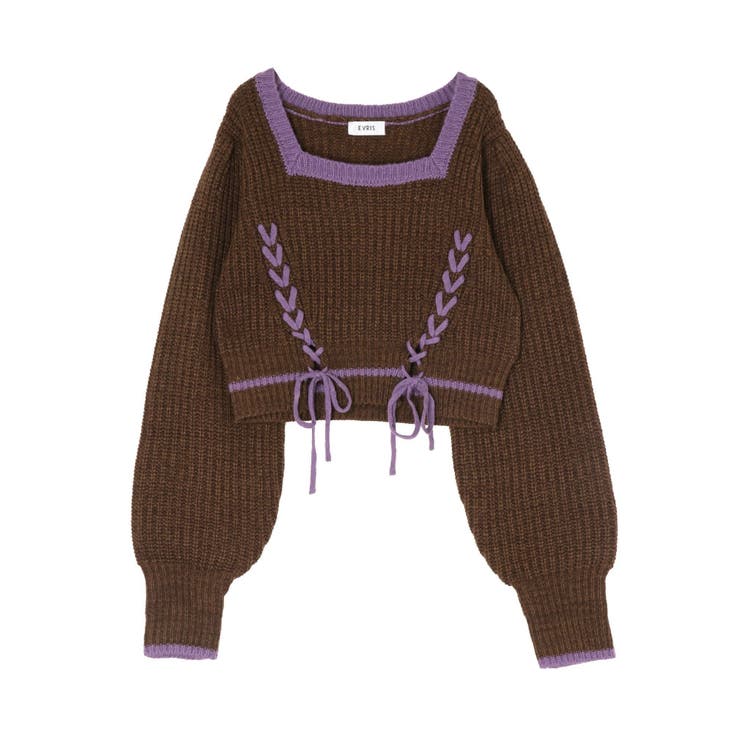 メランジバイカラーショートニットトップス | EVRIS | 詳細画像37 