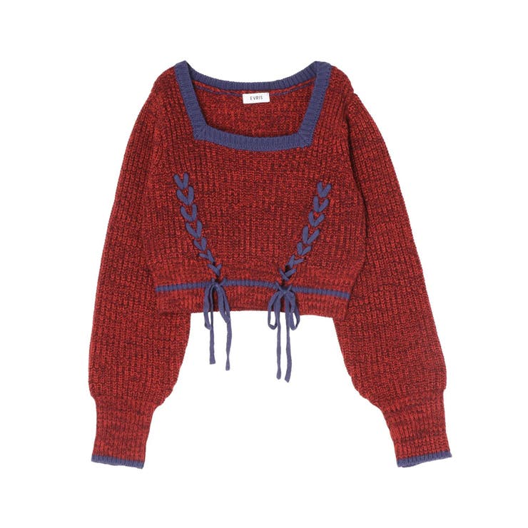 メランジバイカラーショートニットトップス | EVRIS | 詳細画像38 