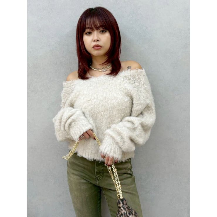 2WAYリボンシャギーニットカーディガン | EVRIS | 詳細画像16 