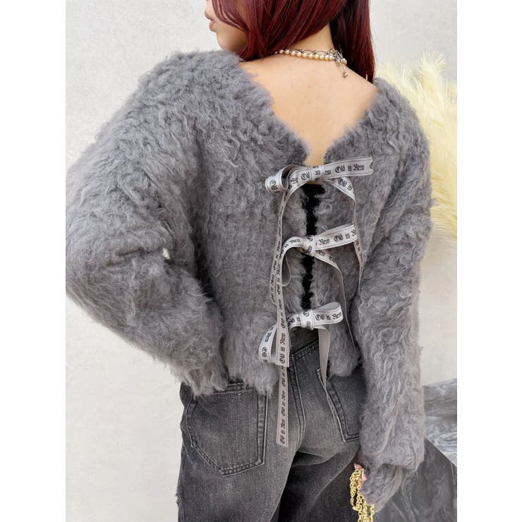 2WAYリボンシャギーニットカーディガン | EVRIS | 詳細画像19 