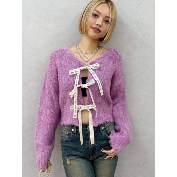 2WAYリボンシャギーニットカーディガン | EVRIS | 詳細画像28 