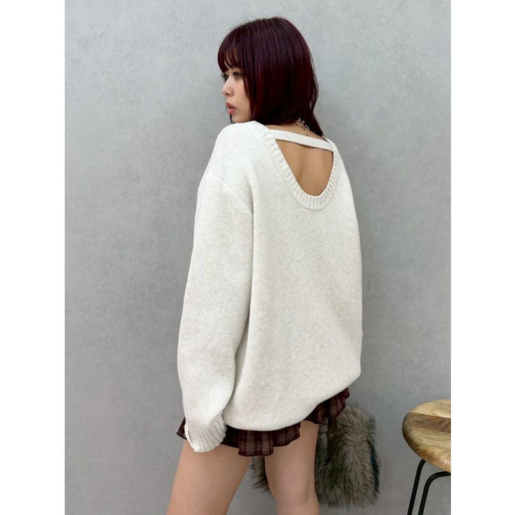 ワンポイントバックオープンニットトップス | EVRIS | 詳細画像19 