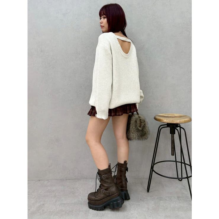 ワンポイントバックオープンニットトップス | EVRIS | 詳細画像24 