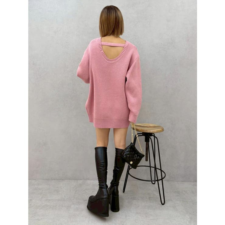 ワンポイントバックオープンニットトップス | EVRIS | 詳細画像31 