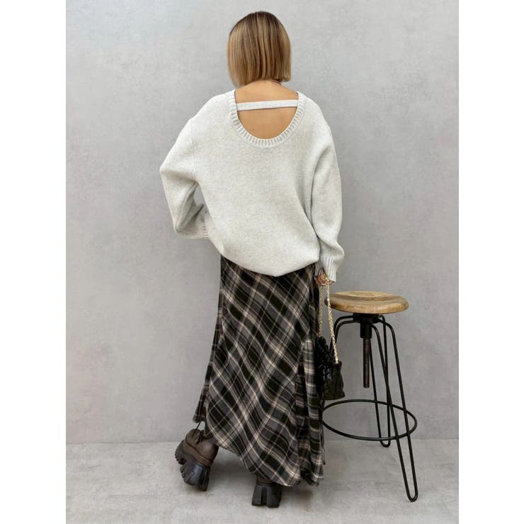 ワンポイントバックオープンニットトップス | EVRIS | 詳細画像42 