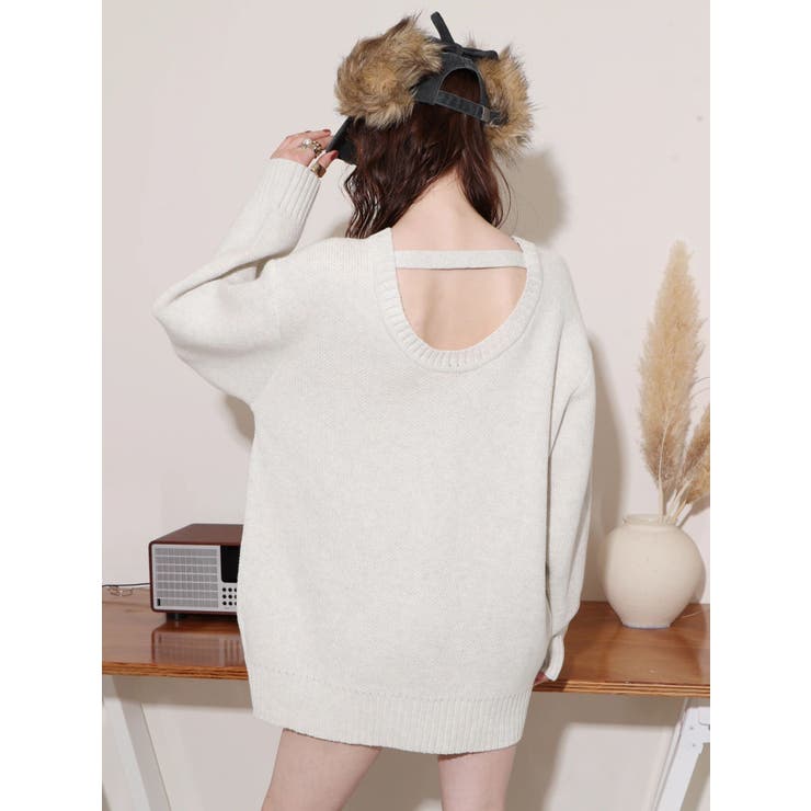 ワンポイントバックオープンニットトップス | EVRIS | 詳細画像48 