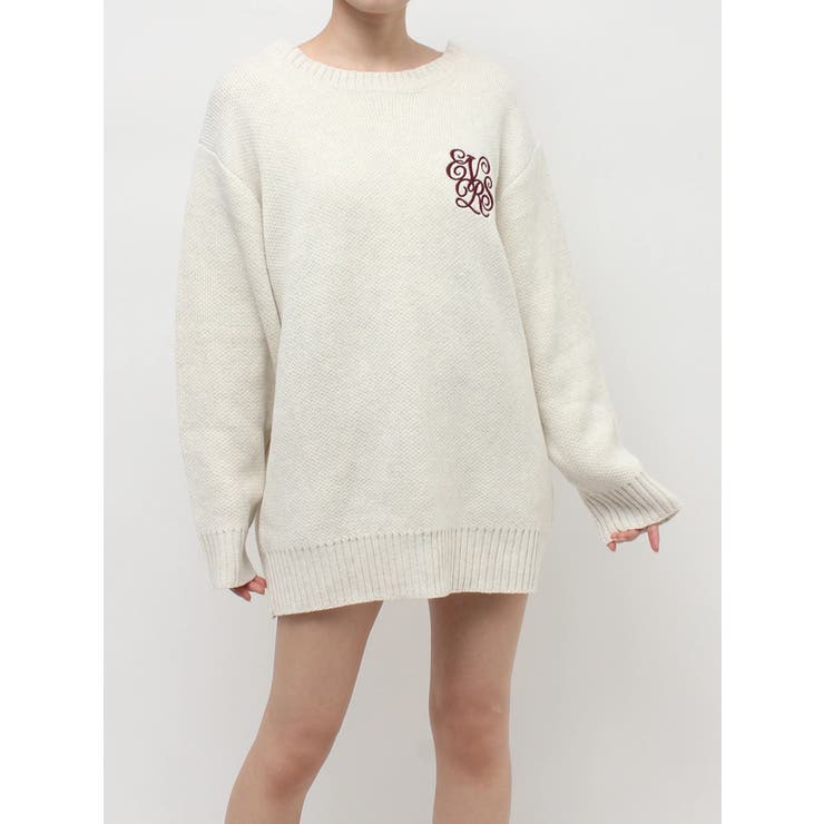 アイボリー | ワンポイントバックオープンニットトップス | EVRIS