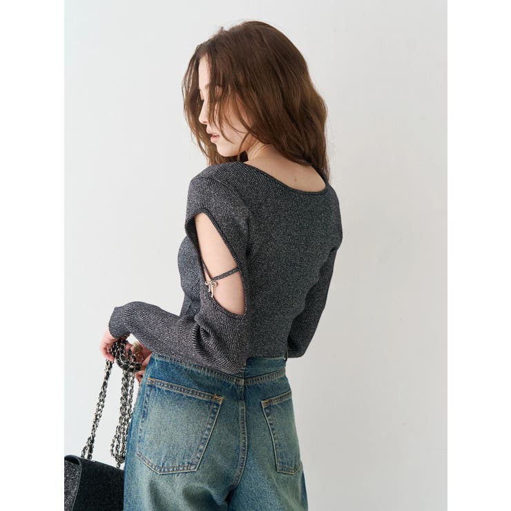 オープンアームラメチャームニットトップス | EVRIS | 詳細画像13 