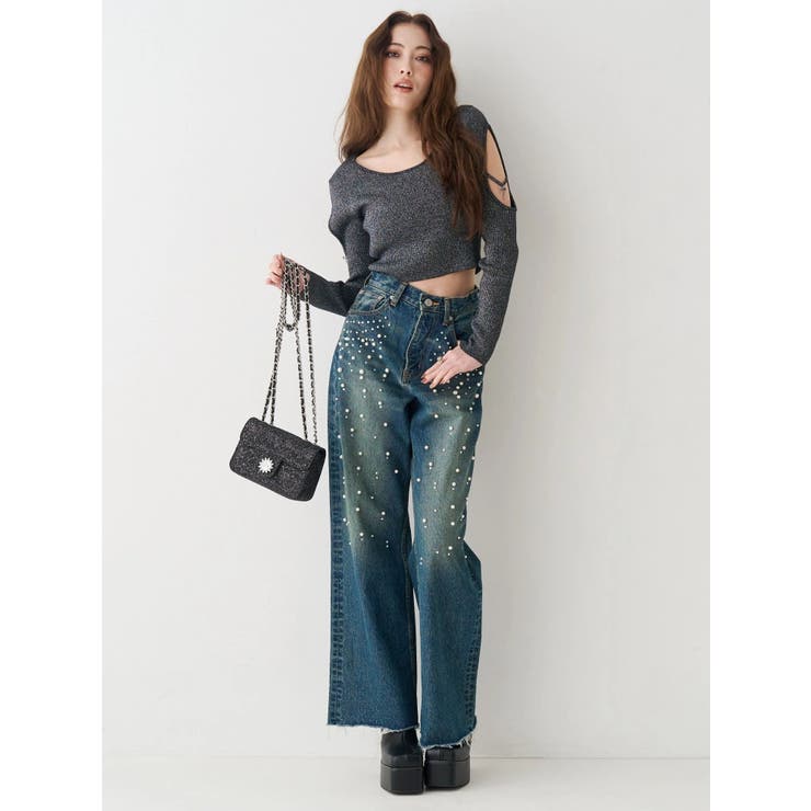 オープンアームラメチャームニットトップス | EVRIS | 詳細画像17 