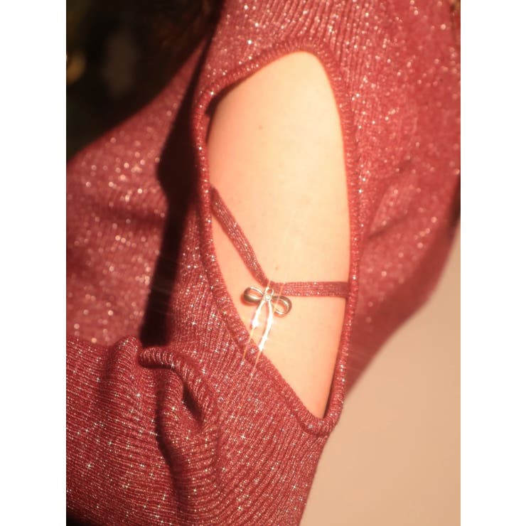 オープンアームラメチャームニットトップス | EVRIS | 詳細画像2 