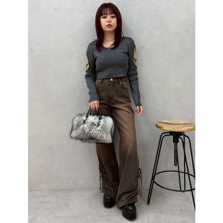 オープンアームラメチャームニットトップス | EVRIS | 詳細画像25 