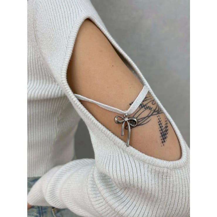 オープンアームラメチャームニットトップス | EVRIS | 詳細画像26 