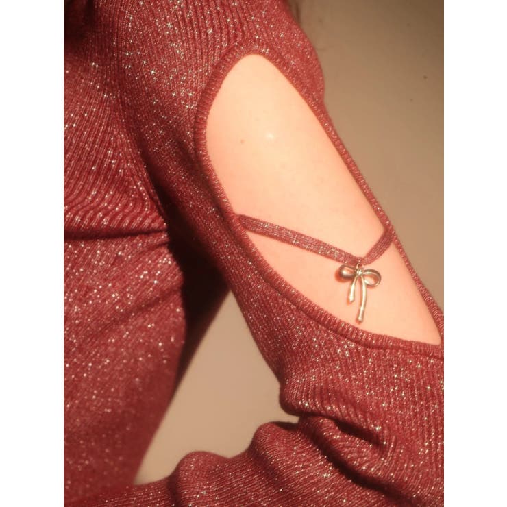 オープンアームラメチャームニットトップス | EVRIS | 詳細画像3 