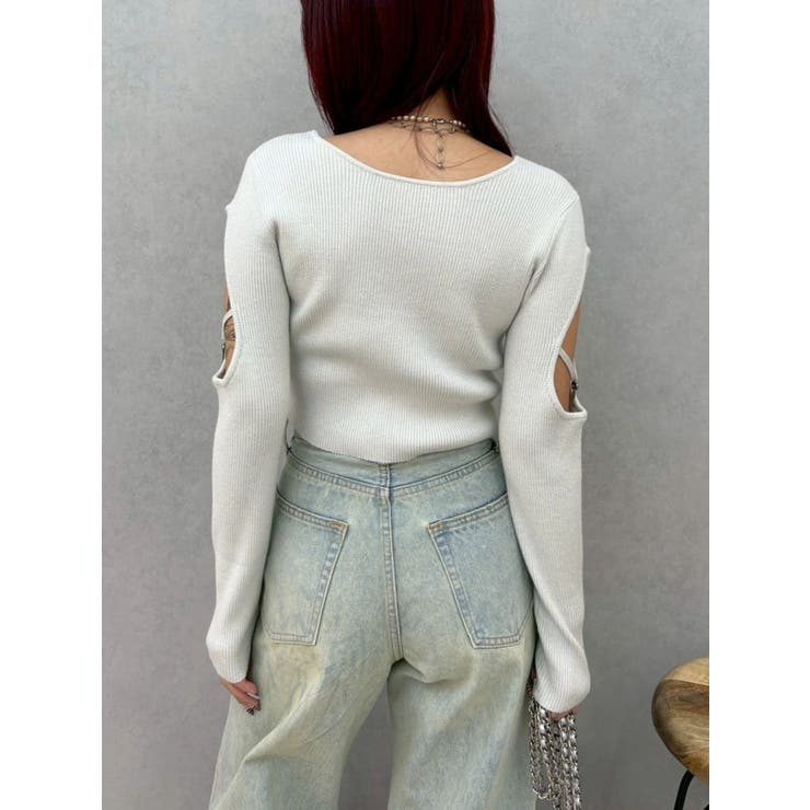 オープンアームラメチャームニットトップス | EVRIS | 詳細画像30 