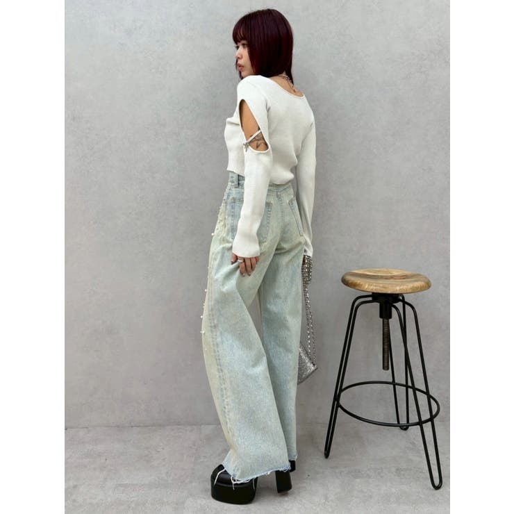 オープンアームラメチャームニットトップス | EVRIS | 詳細画像32 