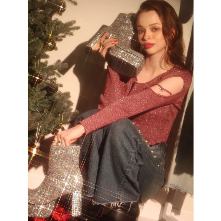 オープンアームラメチャームニットトップス | EVRIS | 詳細画像4 