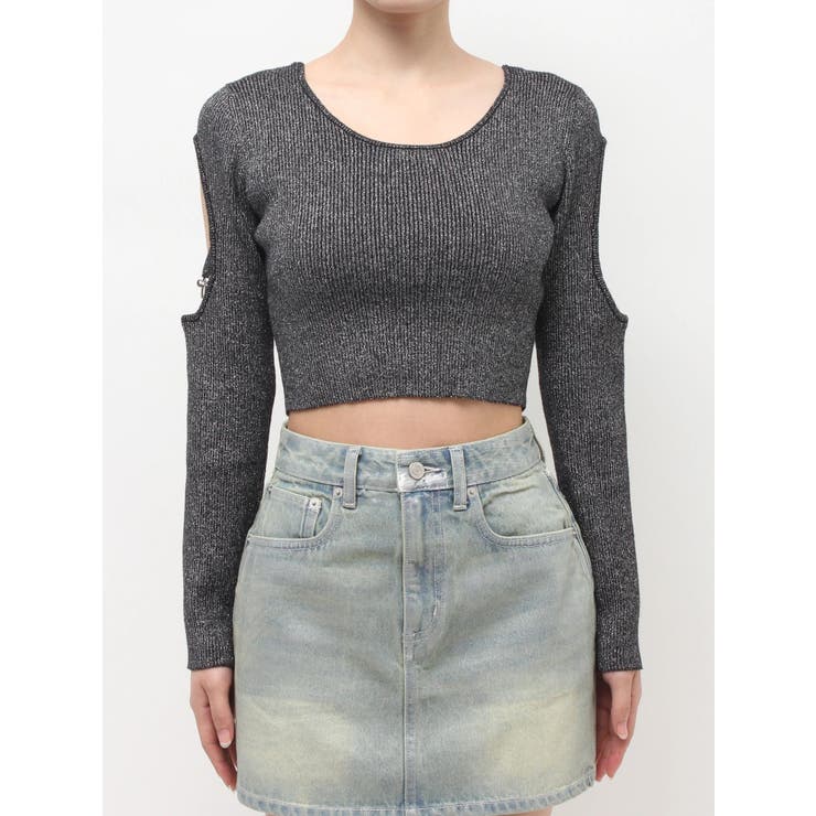 オープンアームラメチャームニットトップス | EVRIS | 詳細画像40 