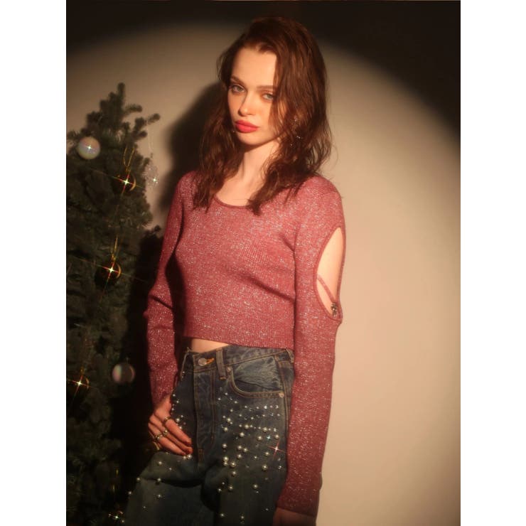 オープンアームラメチャームニットトップス | EVRIS | 詳細画像6 