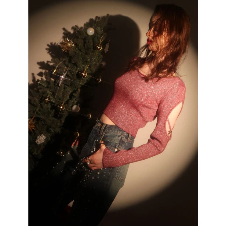 オープンアームラメチャームニットトップス | EVRIS | 詳細画像7 