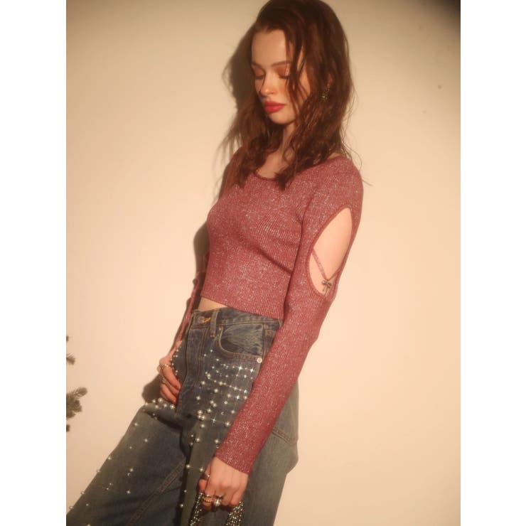 オープンアームラメチャームニットトップス | EVRIS | 詳細画像8 