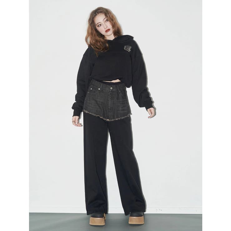 デニムワンポイントバルーンショートフーディ【セットアップ着用可能】 | EVRIS | 詳細画像13 