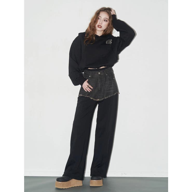 デニムワンポイントバルーンショートフーディ【セットアップ着用可能】 | EVRIS | 詳細画像14 