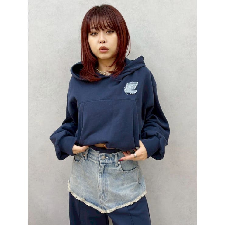 デニムワンポイントバルーンショートフーディ【セットアップ着用可能】 | EVRIS | 詳細画像17 