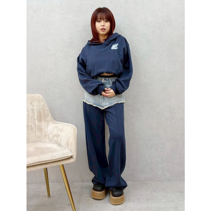 デニムワンポイントバルーンショートフーディ【セットアップ着用可能】 | EVRIS | 詳細画像18 
