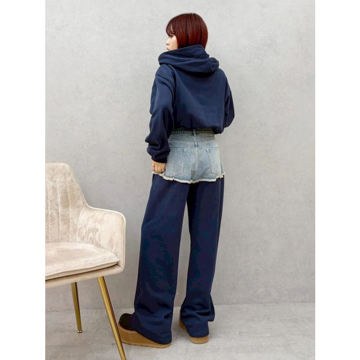デニムワンポイントバルーンショートフーディ【セットアップ着用可能】 | EVRIS | 詳細画像20 