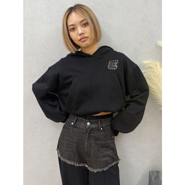 デニムワンポイントバルーンショートフーディ【セットアップ着用可能】 | EVRIS | 詳細画像28 