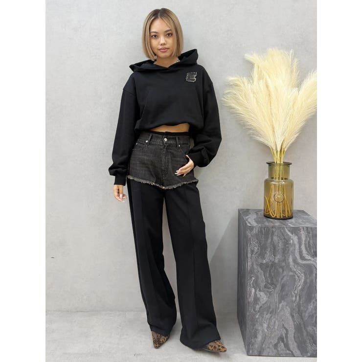 デニムワンポイントバルーンショートフーディ【セットアップ着用可能】 | EVRIS | 詳細画像29 