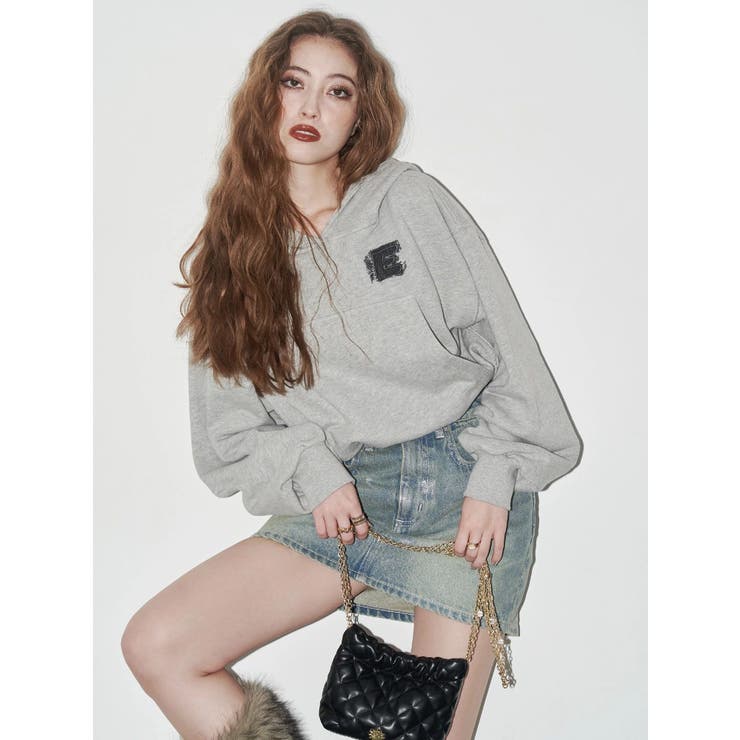 デニムワンポイントバルーンショートフーディ【セットアップ着用可能】 | EVRIS | 詳細画像3 