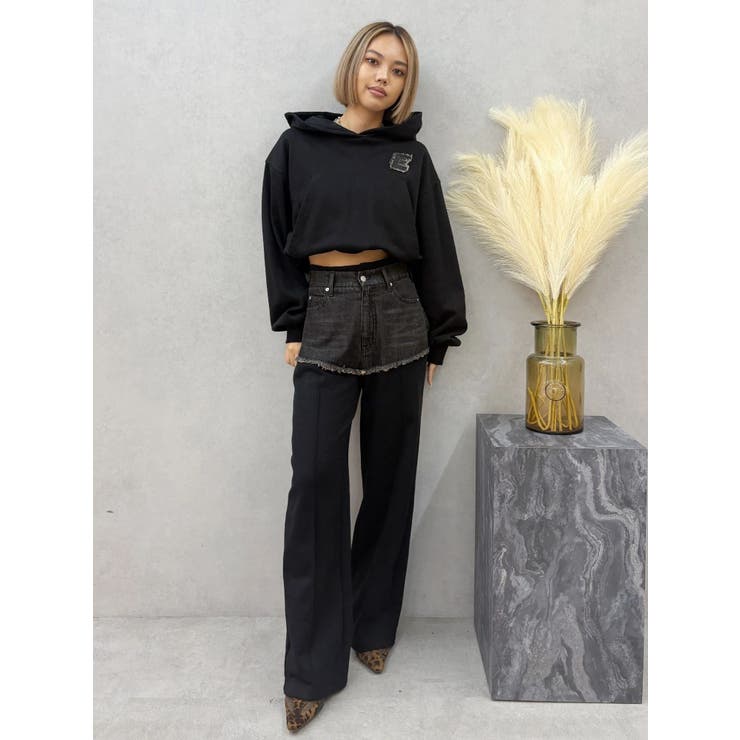 デニムワンポイントバルーンショートフーディ【セットアップ着用可能】 | EVRIS | 詳細画像31 