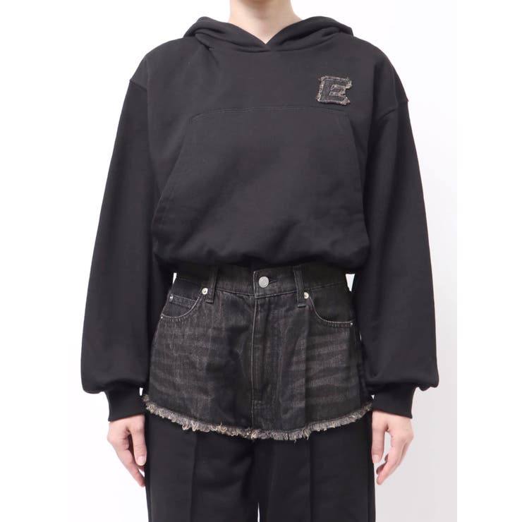 デニムワンポイントバルーンショートフーディ【セットアップ着用可能】 | EVRIS | 詳細画像32 