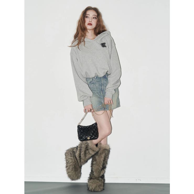 デニムワンポイントバルーンショートフーディ【セットアップ着用可能】 | EVRIS | 詳細画像8 