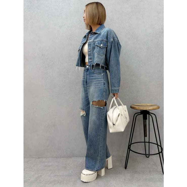 ヴィンテージライクカラーデニムブルゾン【セットアップ着用可能】 | EVRIS | 詳細画像26 