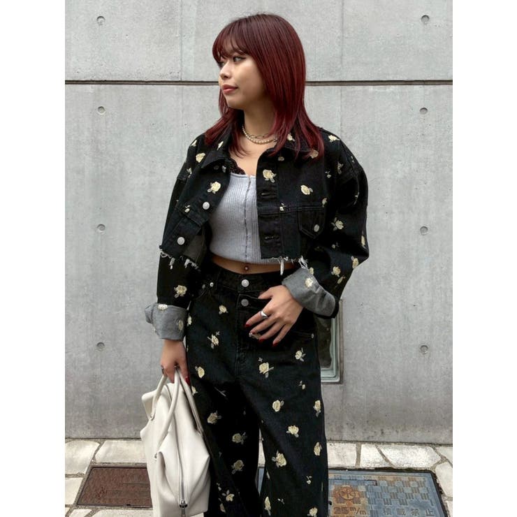 Embroideryデニムブルゾン【セットアップ着用可能】 | EVRIS | 詳細画像16 